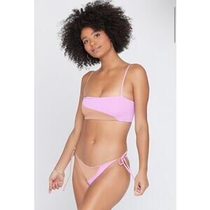 L Space Dani Classic Bikini Bottom Rosebud Putty Pink Brown Sz XL